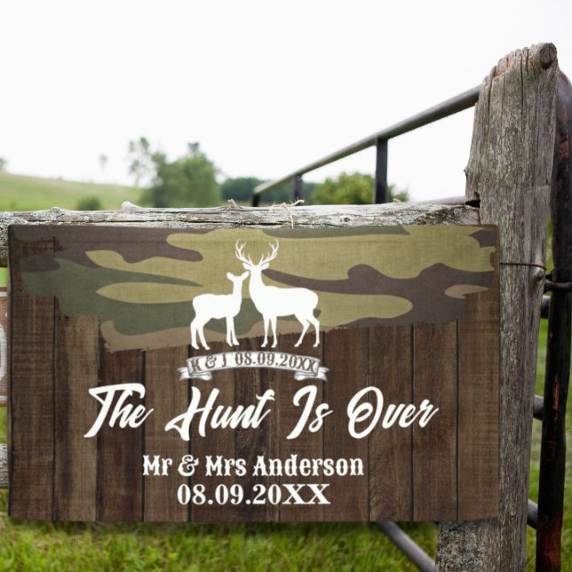 Western Land Hirsch die Jagd ist vorbei Hochzeit Banner (Western Country Deer The Hunt Is Over Wedding Banner)