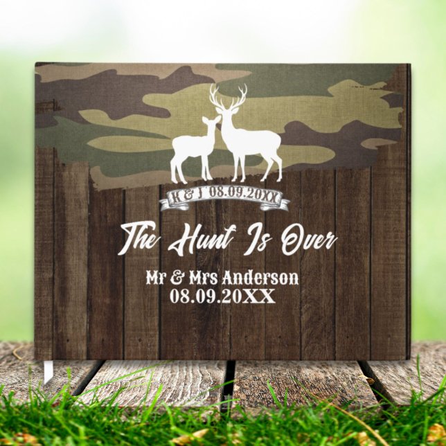 Western Land Hirsch die Jagd ist vorbei Hochzeit Gästebuch (Western Country Deer The Hunt Is Over Wedding Guest Book)