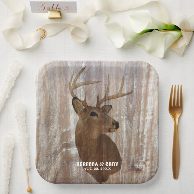 Western Land Hirsch die Jagd ist vorbei Hochzeit Pappteller (Hochzeit)
