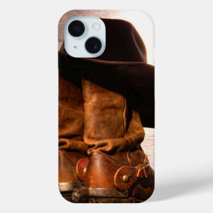 Western Land, in dem Cowboystiefel aus Holz stehen Case-Mate iPhone Hülle