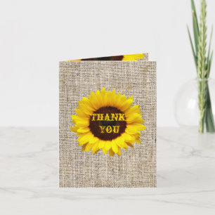 Western-Land-Leinwand-Sonnenblume-Hochzeit danken Dankeskarte