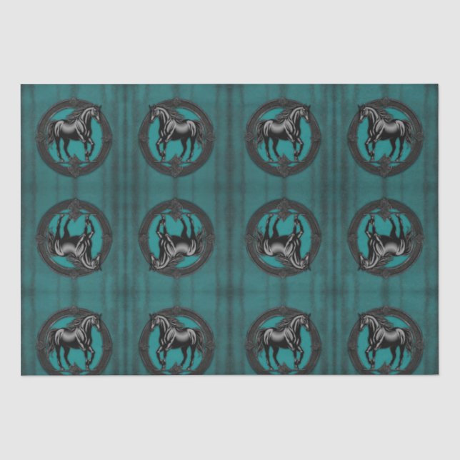 Western Land Reitpferd Aquamarin Seidenpapier (Vorderseite)