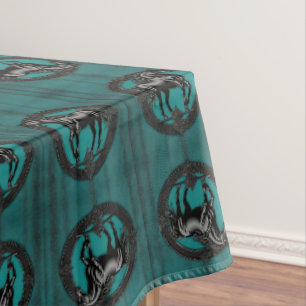 Western Land Reitpferd Aquamarin Tischdecke