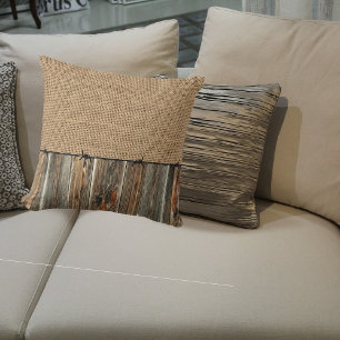 Western Land Rusti Burlap Stall Holz Barbed Wire Kissen