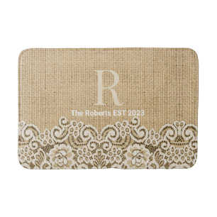 Western Land rustikale Burlap und Spitzen Familie Badematte