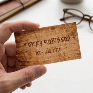 Western Land Rustikale Scratched Wood Gran Visitenkarte