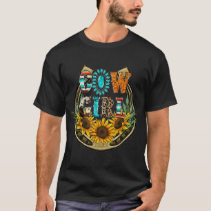 Western Land Sonnenblumen Cowhide Serape Horsesho T-Shirt