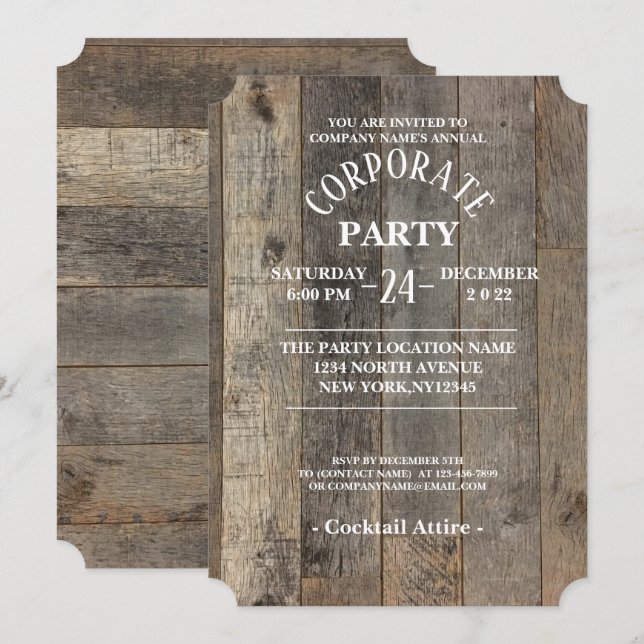 Western Land Stallholz rustikale Corporate Party Einladung (Vorne/Hinten)