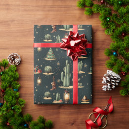 Western Land Weihnachten Rustikale Kakteen Geschenkpapier