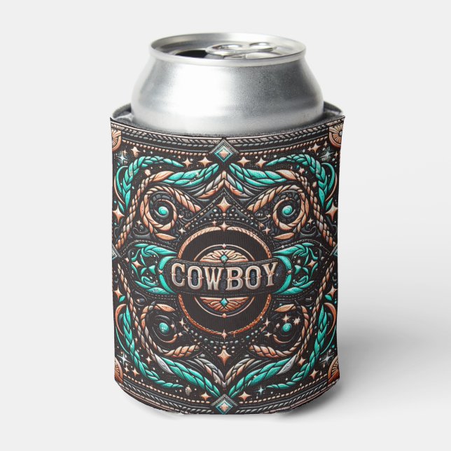 Western Leather Print Cowboy Individuelle Name Dosenkühler (Kanne Vorderseite)