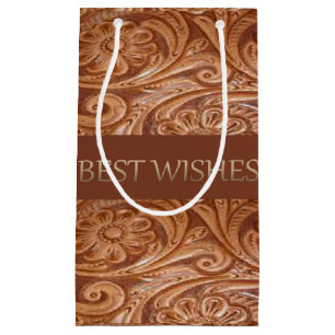 Western Leather Print Geschenktasche Beste Wünsche Kleine Geschenktüte