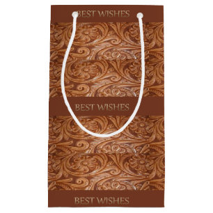 Western Leather Print Geschenktasche Beste Wünsche Kleine Geschenktüte