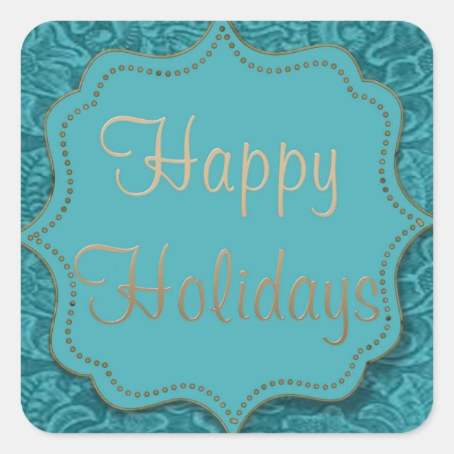 Western Leder geschliffen mit Center Happy Holiday Quadratischer Aufkleber (Vorderseite)