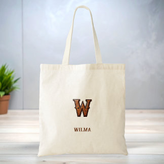 Western-Leder-Monogramm-Anfang W Tragetasche
