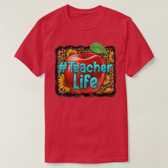 Western Lehrerin Leopard Cowhide Lehrerin Leben Su T-Shirt (Design vorne)