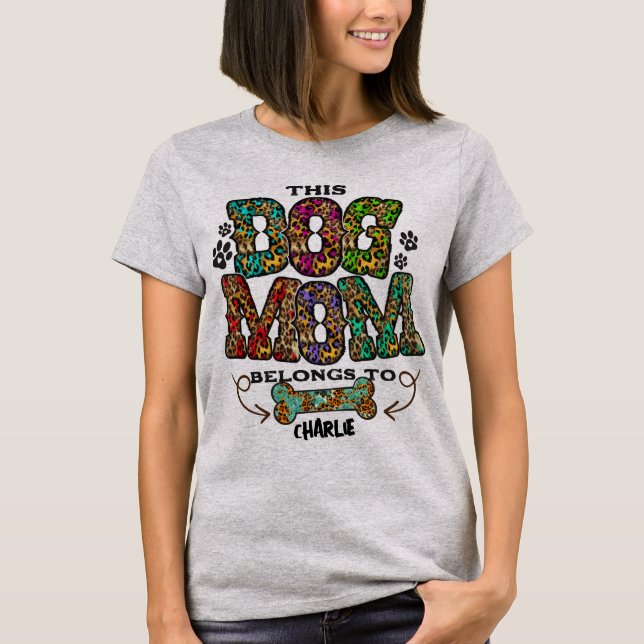 Western Leopard Pattern Dog Mama Knochen T-Shirt (Vorderseite)