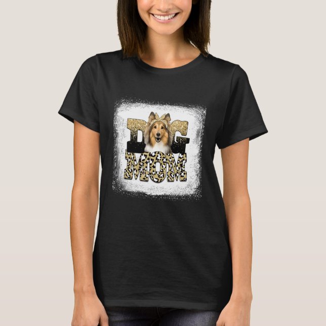 Western Leopard Shetland Sheepdog Mama Muttertag T-Shirt (Vorderseite)
