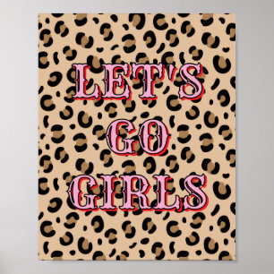 Western Let's Go Girls Poster, Girl Power Wandkuns Poster