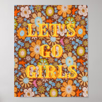 Western Let's Go Girls Poster, Girl Power Wandkuns