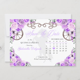 Western Lilac Charro Quinceañera Save the Date Einladung