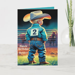 Western Little Cowboy 2. Geburtstag Rodeo Custom Karte