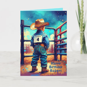 Western Little Cowboy 4. Geburtstag Rodeo Custom Karte