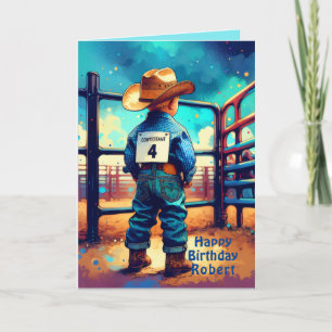 Western Little Cowboy 4. Geburtstag Rodeo Custom Karte