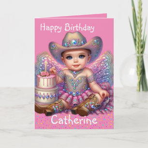 Western Little Cowgirl erste Geburtstagskamera Karte