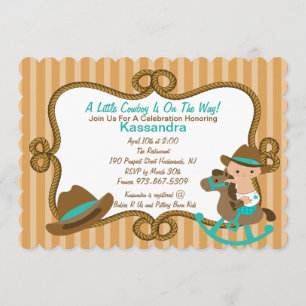 Western Little Green Cowboy Baby Dusche Einladung