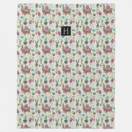 Western Llamas & Cactus | Große Fleecedecke