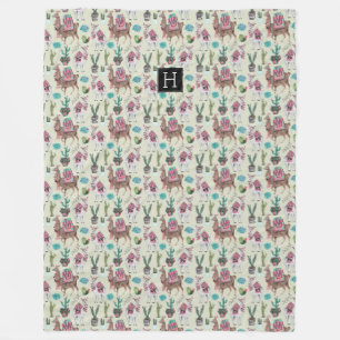 Western Llamas & Cactus   Große Fleecedecke