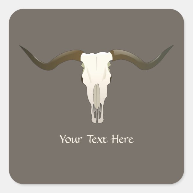 Western Longhorn Custom Quadratischer Aufkleber (Vorderseite)