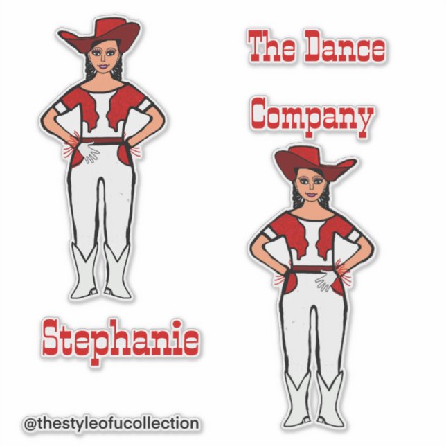 Western Majorette / Tänzeraufkleber Rot Weiß B Aufkleber (Vorderseite)