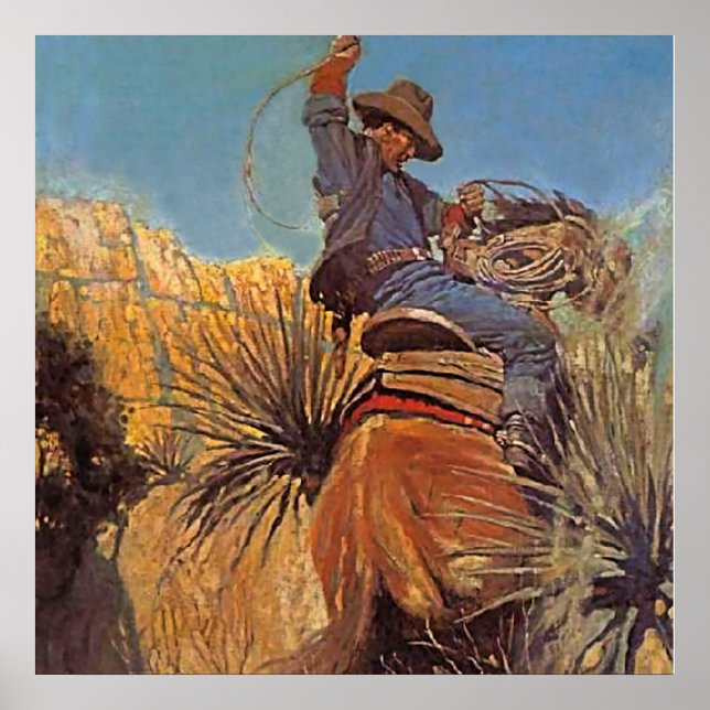 Western Malerei "Pferde springen aus Schlange" Poster (Vorne)