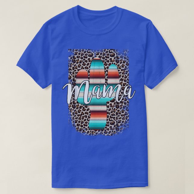 Western Mama Leopard Cactus Serape Cowgirl Rodeo M T-Shirt (Design vorne)