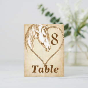 Western Mariage Cartes de table numéros Carte post