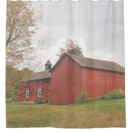 Western Mass Big Red Barn im Herbst Duschvorhang