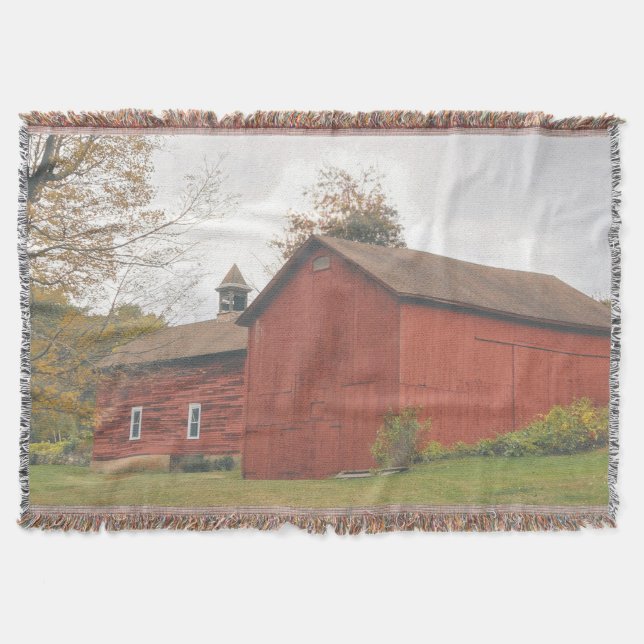 Western Mass Big Red Barn in Autumn Decke (Vorderseite)