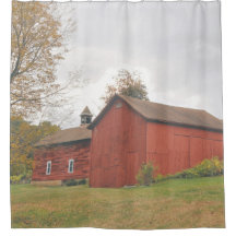 Western Mass Big Red Barn in Autumn Shower Curtain