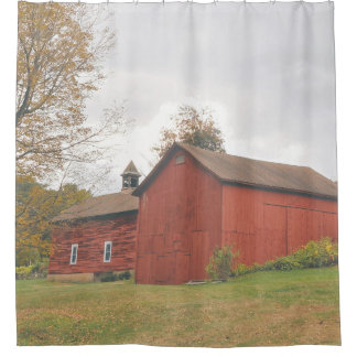 Western Mass Big Red Barn in Autumn Shower Curtain Duschvorhang
