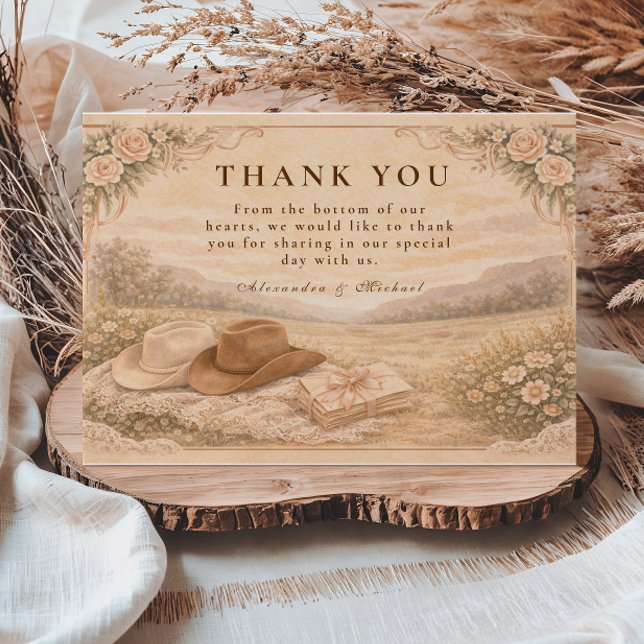 Western Meadow Keepsake Wedding Dankeskarte (Von Creator hochgeladen)