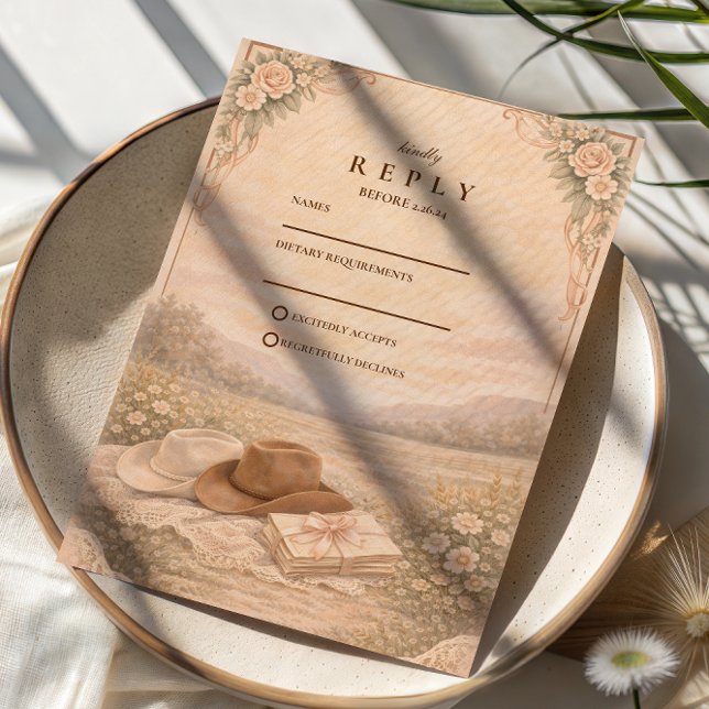 Western Meadow Keepsake Wedding RSVP Karte (Von Creator hochgeladen)