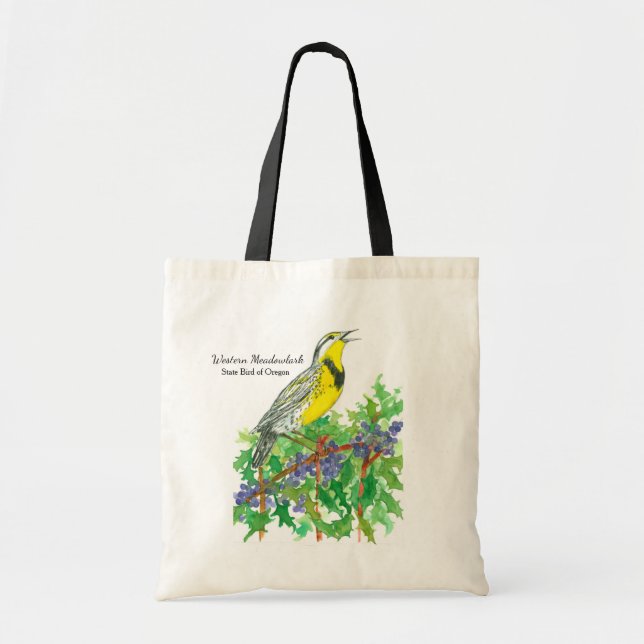 Western Meadowlark Oregon Blume Bird Tragetasche (Vorne)