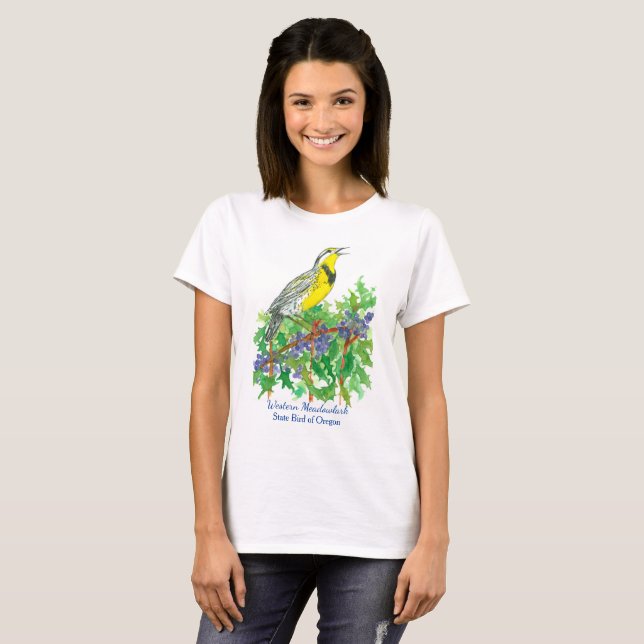 Western Meadowlark Oregon Staat Bird T-Shirt (Vorne ganz)