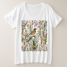 Western Meadowlark, umgeben von Bitterroot-Blume Große Größe T-Shirt