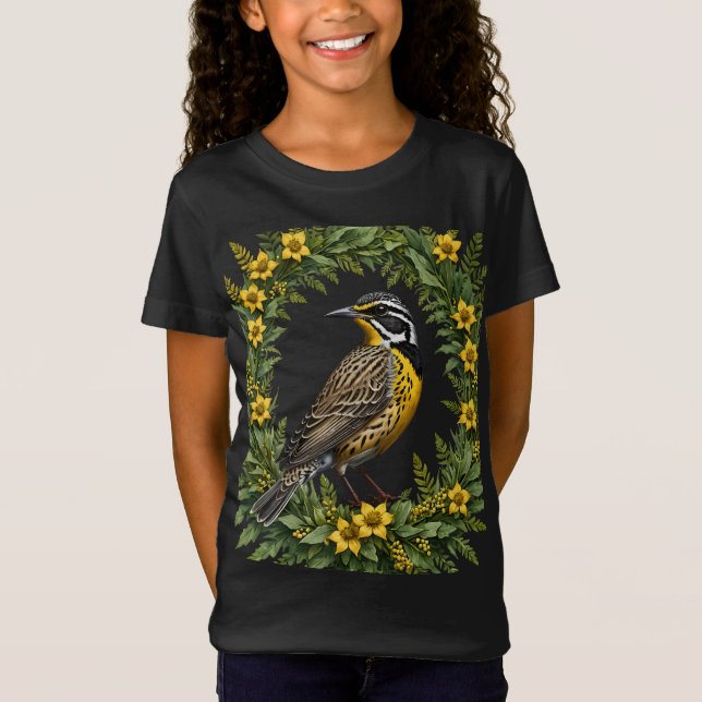Western Meadowlark umgeben von Oregon-Trauben T-Shirt (Vorderseite)