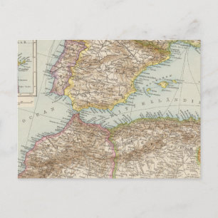 Western Mediterranean Map Postkarte