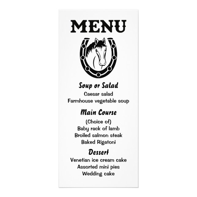 Western Menu Reitpferd Werbekarte (Vorne)