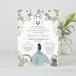 Western Mint Green Horse Charra Quinceañera Einladung