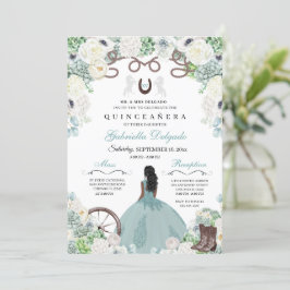Western Mint Green Horse Charra Quinceañera Einladung